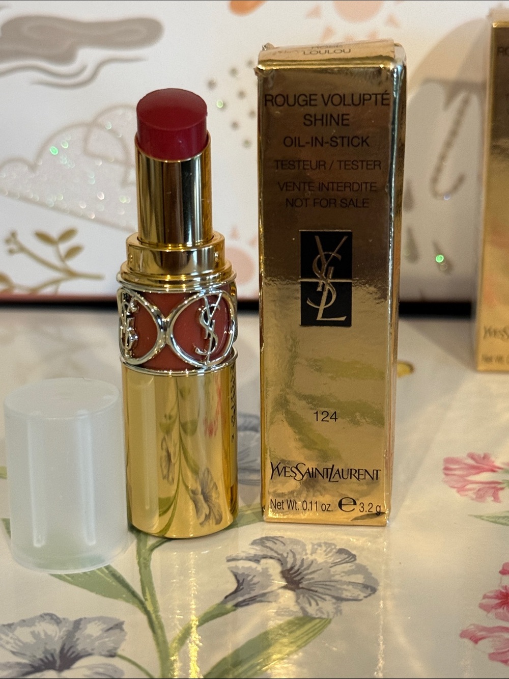Yves Saint Laurent Rouge Volupté Shine Lipstick —Rose Loulou #124.